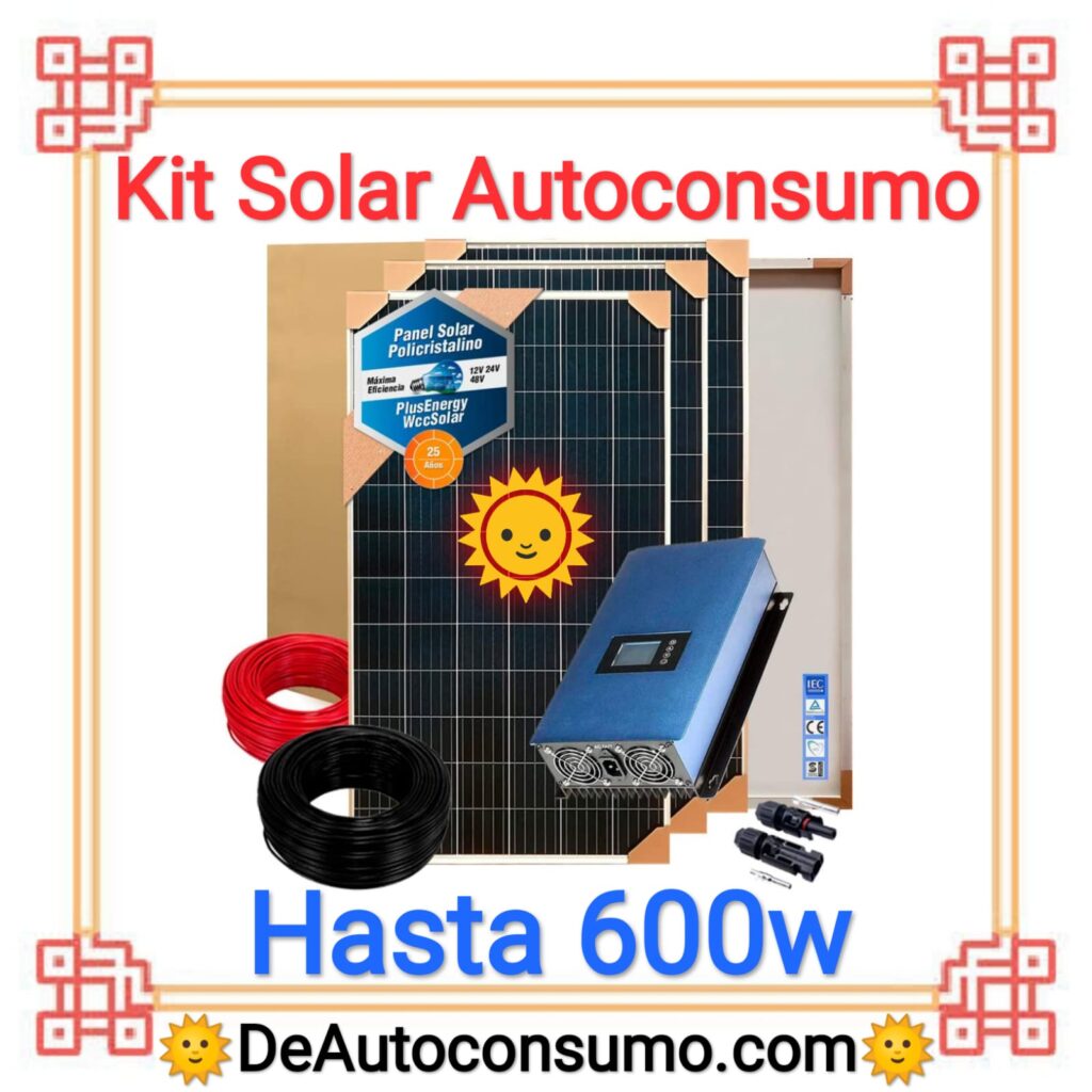 Kit Solar Autoconsumo Básico hasta 600w Panel Inversor Bateria Cables