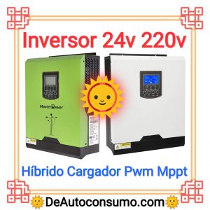 Inversor 24v a 220v hibrido cargador pwm mppt