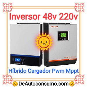 Inversor 48v a 220v hibrido, cargador, mppt, pwm